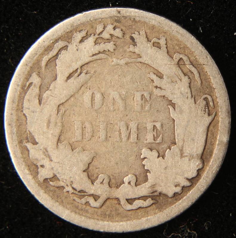1877 US SEATED LIBERTY SILVER DIME VF