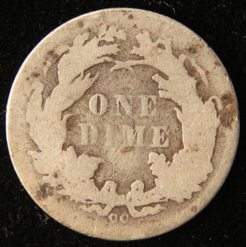 1877-CC CARSON CITY SEATED LIBERTY SILVER DIME VG