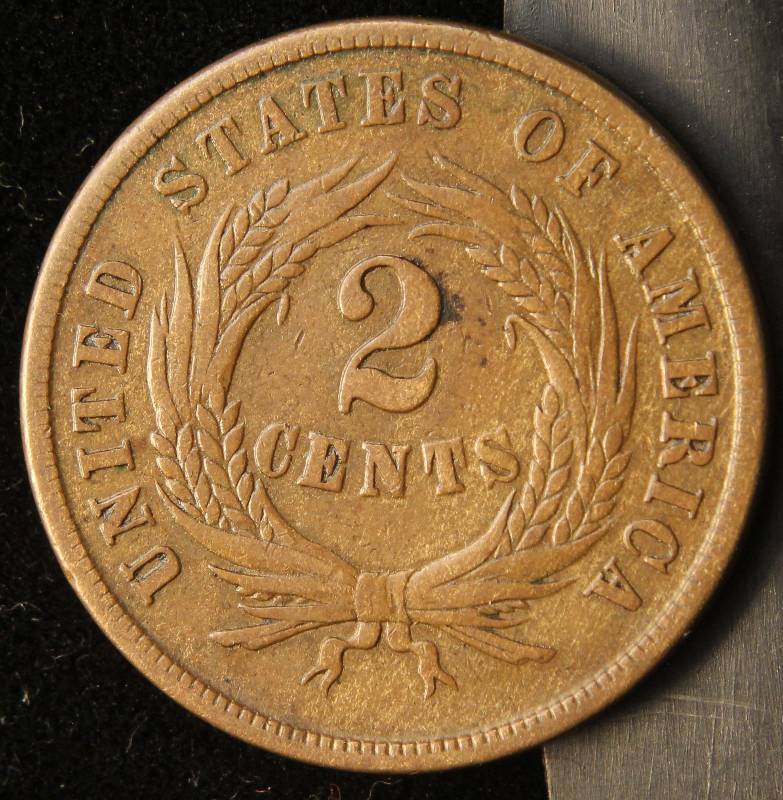 1864 US TWO CENT PIECE VF35