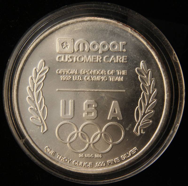 1 TROY OZ. .999 FINE SILVER 1992 BARCELONA OLYMPICS MOPAR IN AIRTITE