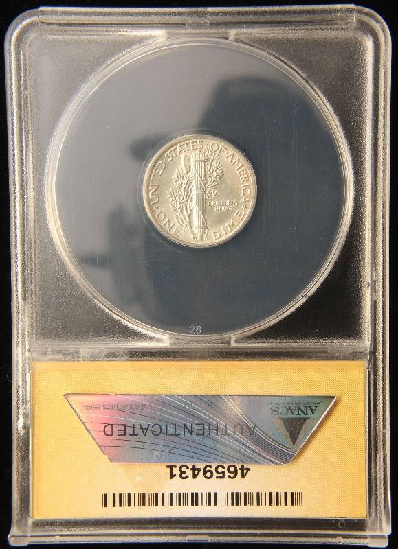 1938 MERCURY SILVER DIME MS64FSB ANACS FULL SPLIT BANDS