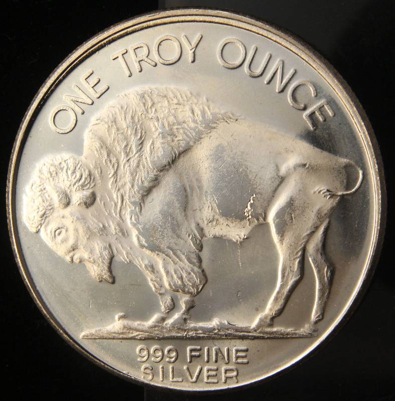 1 TROY OZ. .999 FINE SILVER INDIAN BUFFALO DESIGN