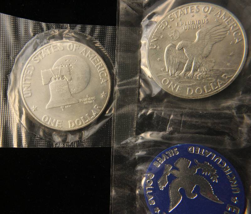 2 EISENHOWER DOLLARS 40% SILVER 1971-S 1976-S GOVERNMENT SEALED