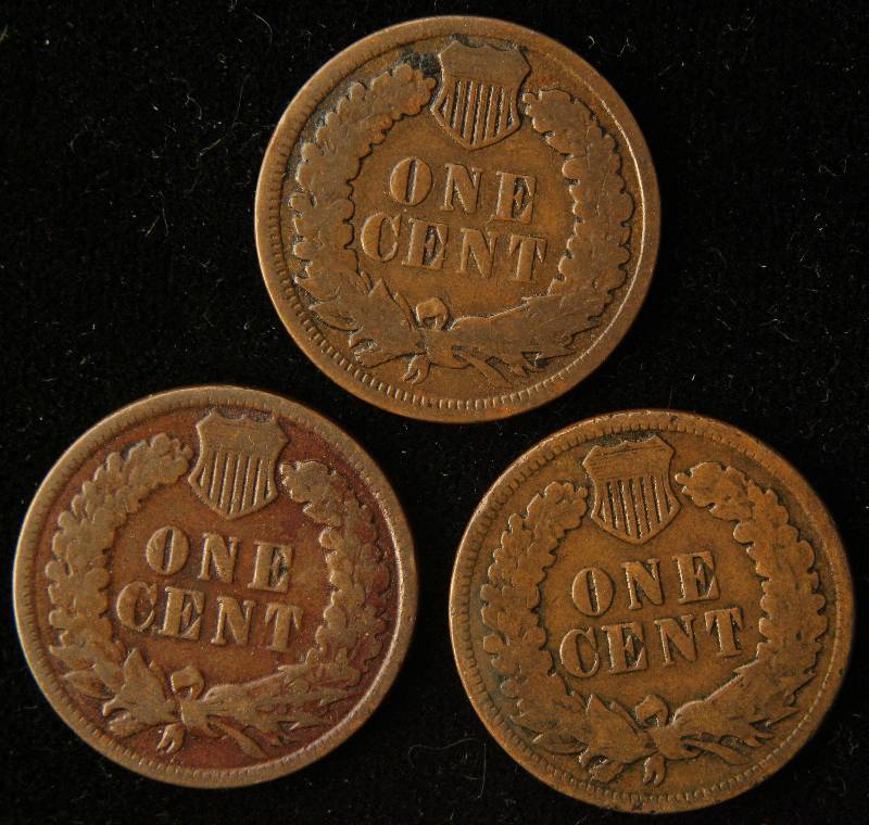 3 INDIAN HEAD CENTS 1884, 1886, 1888