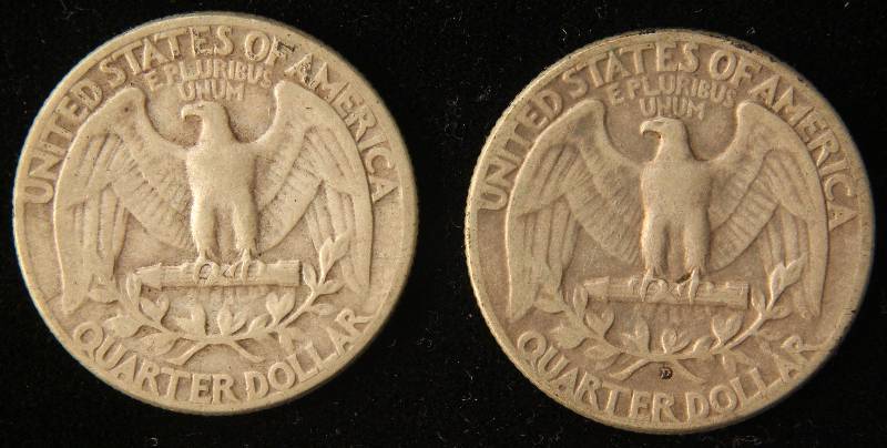 2 SILVER WASHINGTON QUARTERS 1949 & 1949-D