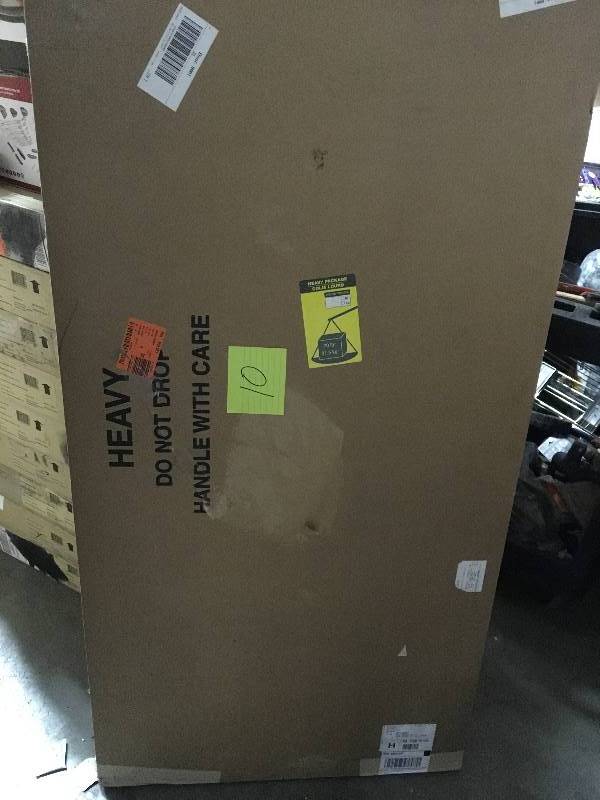 lot 10 image: Prepac Elite 54 in. 3 Door Wall Cabinet in White opeen box