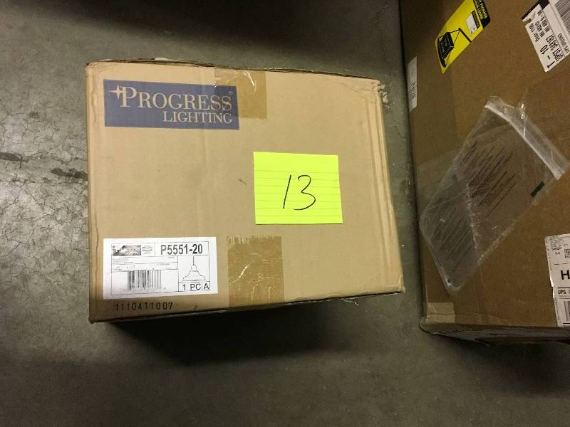 lot 13 image: Progress Lighting P5551 - 20 District 1-Light Large Hanging Lantern open box never used