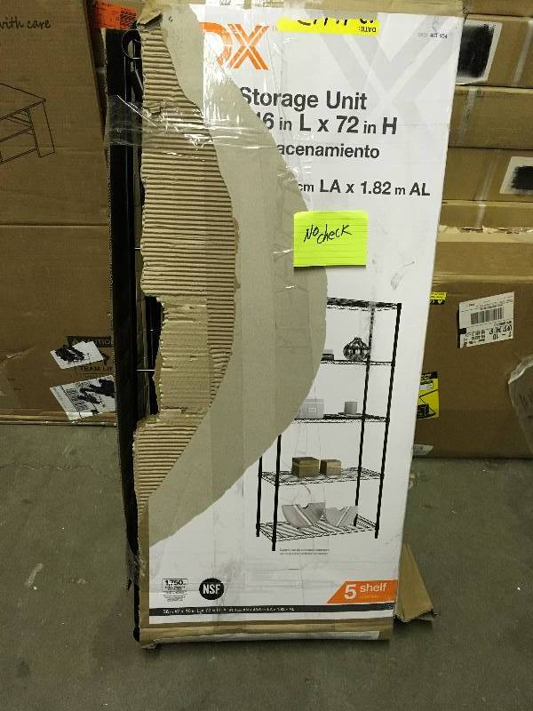 lot 19 image: HDX 5 Shelf 36 in.W x 16 in. L x 72 in. H Storage Unit open box never used