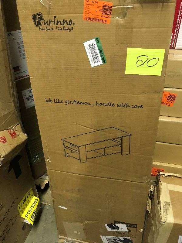 lot 20 image: Furinno Boyate Brown MDF TV Enterainment Stand with Walnut Finish open box never used