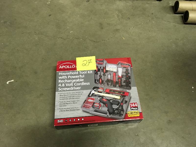 lot 27 image: Apollo Tools 144 Piece Kit with 4.8V Screwdriver