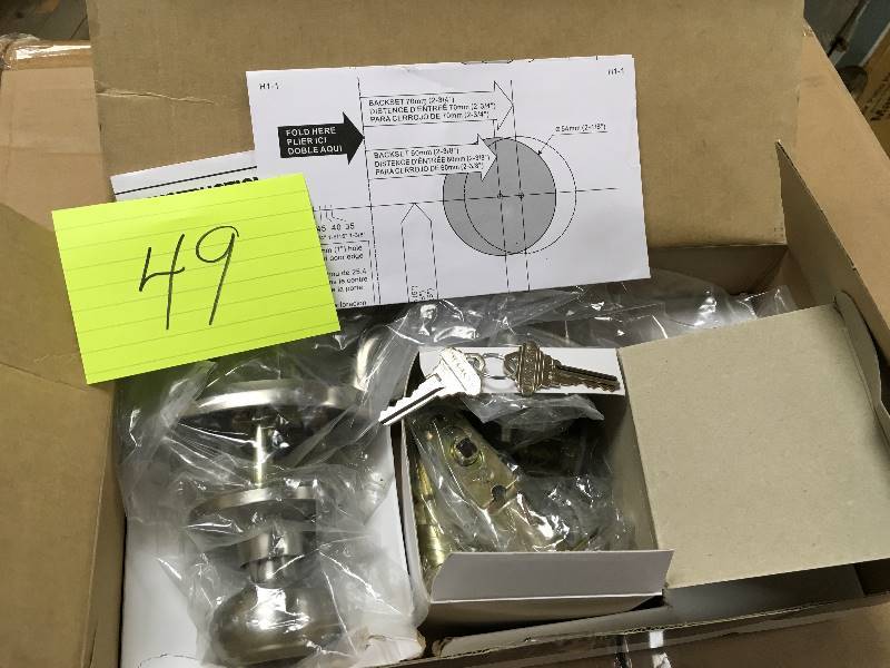 lot 49 image: Dynasty Hardware Satin Nickel Colorado Front Door Handleset with Sierra Knob open box never used