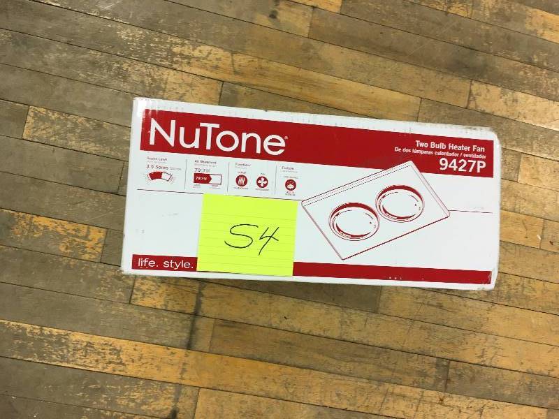 lot 54 image: Broan NuTone Two Bulb Heater with Exhaust Fan open box never used