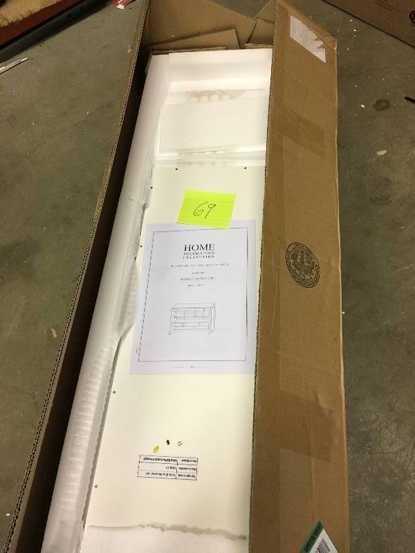 lot 69 image: Home Decorators Collection 42 in. W Picket Fence Craft Space Gift-Wrap Hutch new