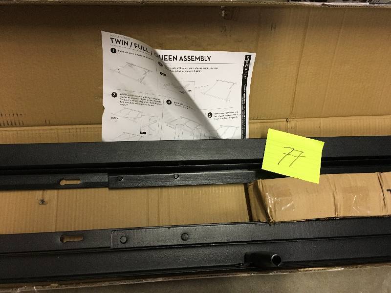lot 77 image: Malouf Structures Adjustable QueenFullTwin Metal Bed Frame open box never used
