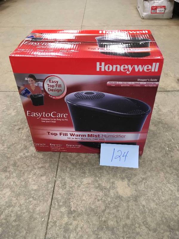 lot 124 image: Honeywell Top Fill Warm Mist Humidifier open box never used