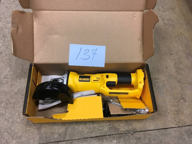 lot 137 image: DeWalt XRP 4-12 in. Cordless 18 Volts Angle Grinder 6500 RPM open box in working condition