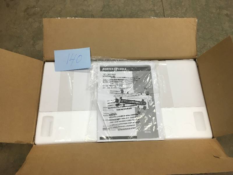 lot 140 image: Porter Cable 12 Deluxe Dovetail Jib Combination Kit open box never used