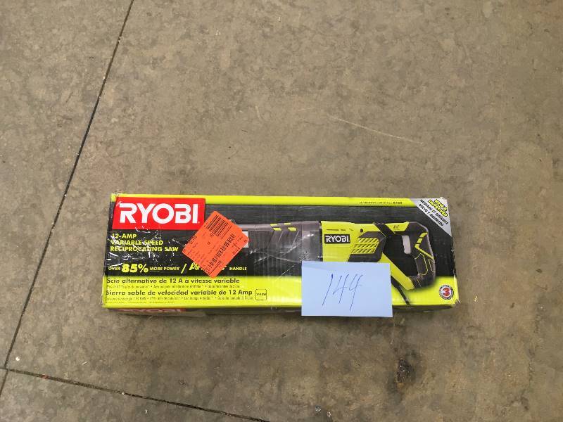 lot 144 image: Ryobi 12 Amp Variable Speed Reciprocating Saw open box in working condition