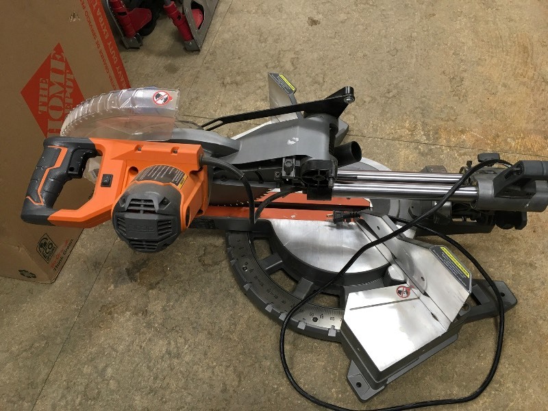 lot 157 image: Ridgid double bevel miter saw used in good working condition