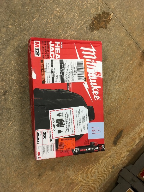 lot 161 image: Milwaukee M12 12-Volt Cordless Heated Jacket Kit - Black (201B-21) 3XL