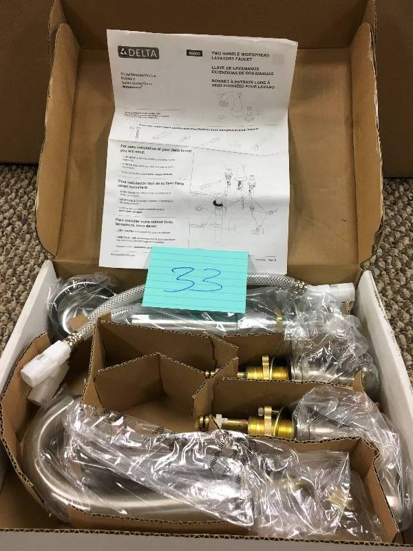 Delta Windemere Two Handle Widespread Bathroom Faucet - Finish - Stainless Steel Open Box not used