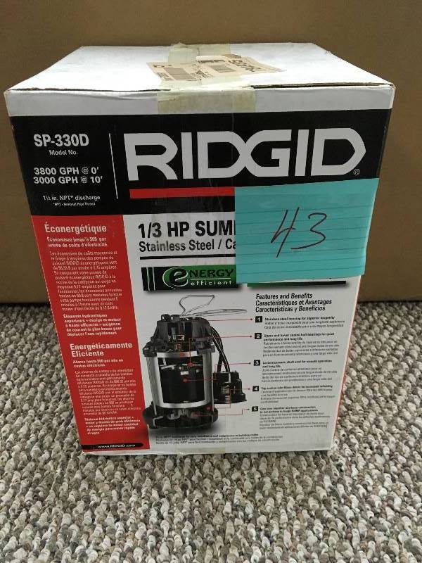 Ridgid 13 Hp Submersible Sump Pump New