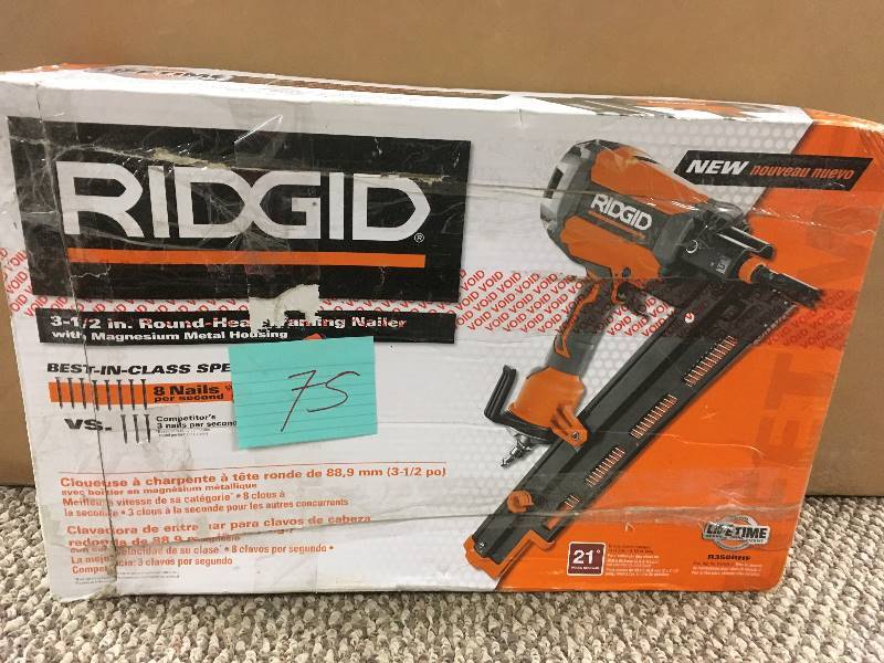 Ridgid 3-12 in. Round-Head Framing Nailer Open Box in good working condition