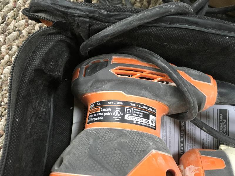 Ridgid 5 in. Random Orbital Sander with Airguard Technology used in working condition