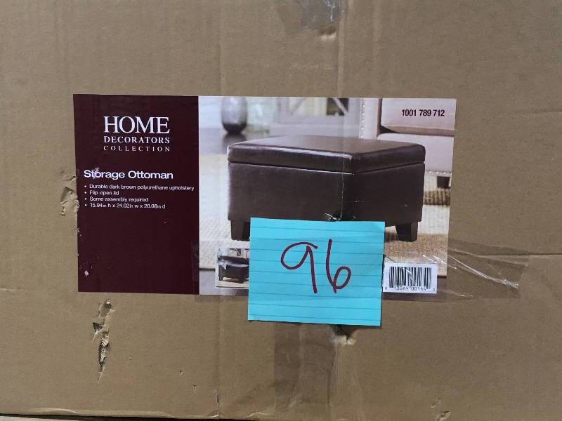 Home Decorators Collection Classic Faux Leather Storage Ottoman in Dark Brown-CNF1611  New