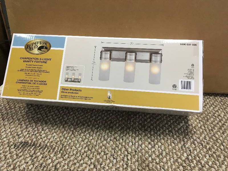 Hampton Bay 3-Light Brushed Nickel Wall Vanity Fixture new