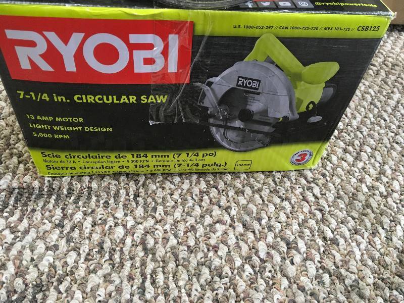 Ryobi 7-14 in. Circular Saw  open box in llike new condition