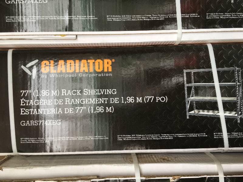 Gladiator 73 in. H x 77 in. W x 24 in. D 4-Shelf Welded Steel Carage Shelving Unit  open box not used