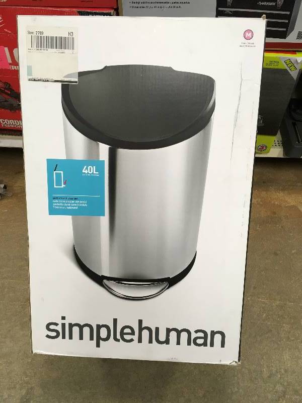 Simplehuman 40L Semi-Round Step Trash Can new