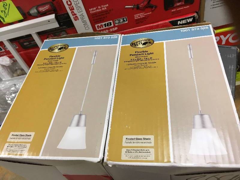 Hampton Bay Flexible Pendant Light Silver Finish - Lot of 2 new