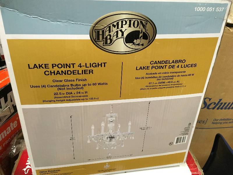 Hampton Bay Lake Point 4-Light Chrome and Clear Crystal Chandelier