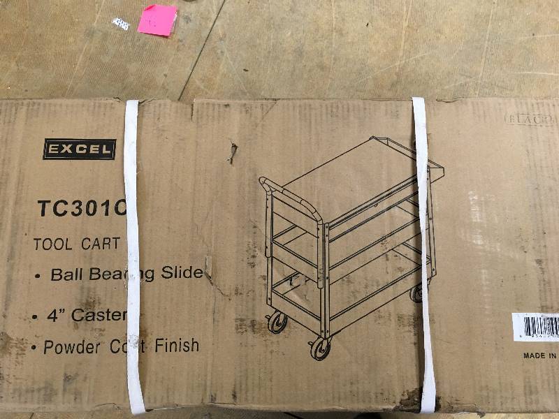 Excel International, Inc. 36 in. Steel Tool Cart - 4 Casters, Ball Bearing Slide