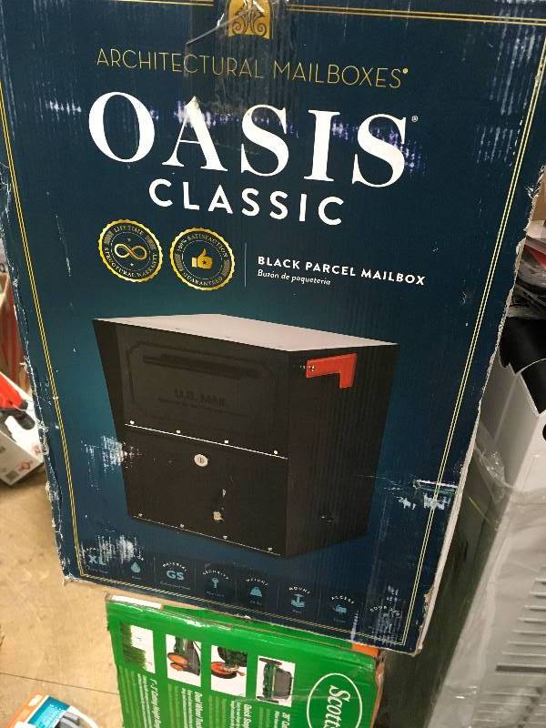 Architectural Mailboxes Oasis Classic Black Parcel Mailbox not used