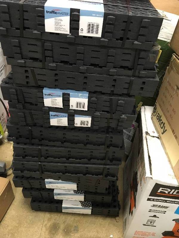 Traffic Master Extreme Floor 18 in x 18 in. Black Commercial Drainage Floor (4-Pack) - Lot of 12 new