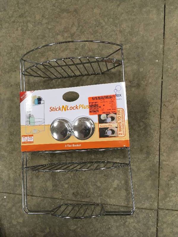 Croydex Twist N Lock Plus 3 Tier Basket in Chrome new