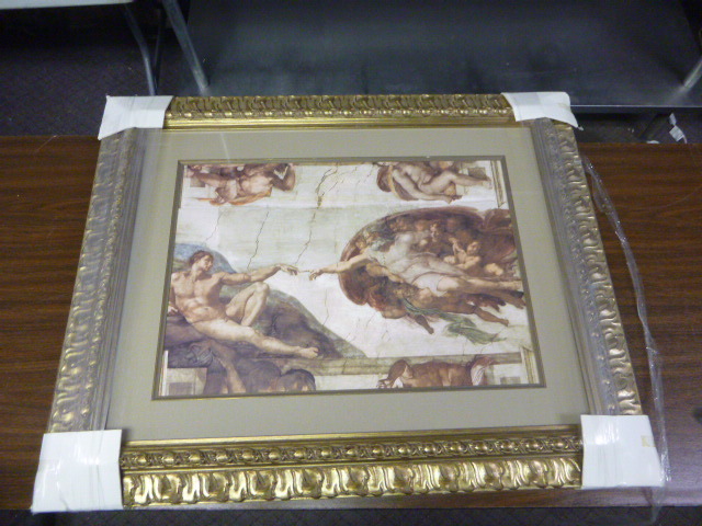 lot 95 image: DaVincis Creation of Man Print