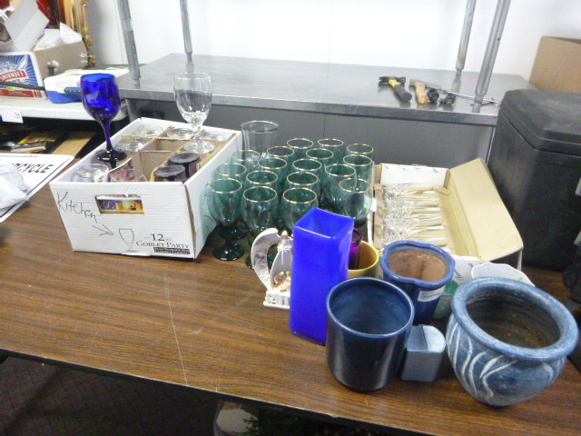lot 99 image: Lots of Wine Glasses and Vases