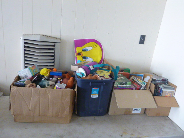 lot 106 image: 4 Boxes of Movies and Toys