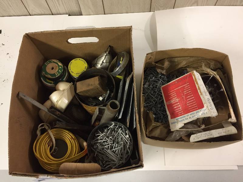 lot 64 image: Box of Hardware  Large box of nails