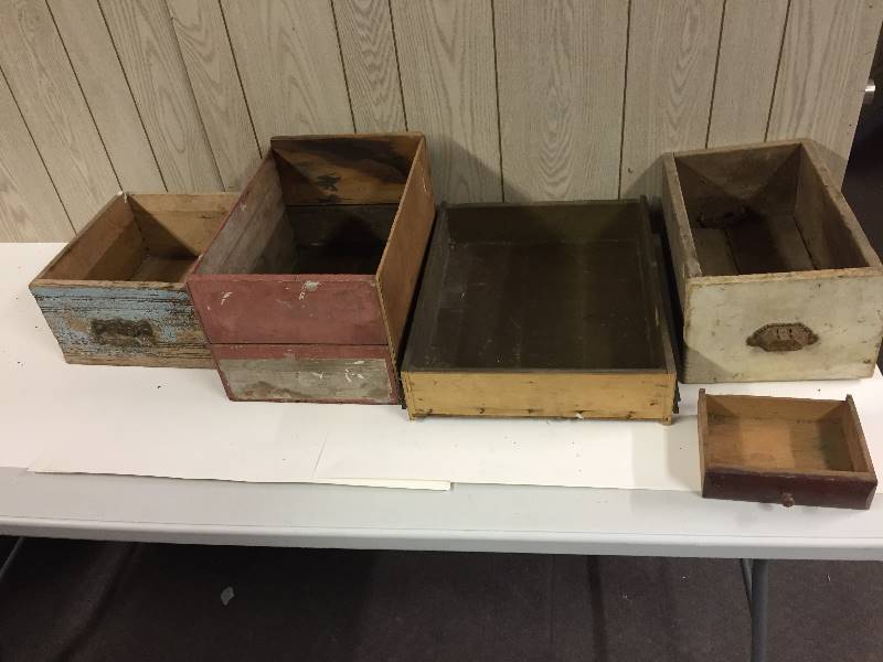 lot 50 image: Wood Box & Wood Drawers