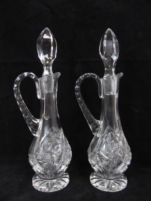 lot 65 image: Matching Pair of Vintage Cut Crystal Decanters