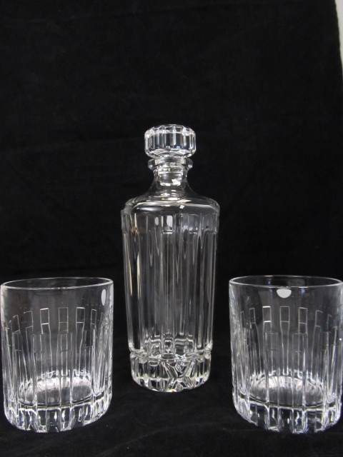 lot 99 image: Signed TIFFANY & CO Crystal Decanter wMatching Glasses
