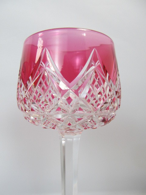 lot 21 image: Pair of Antique Signed BACCARAT Colbert Pattern Cut to Clear Crystal Goblets