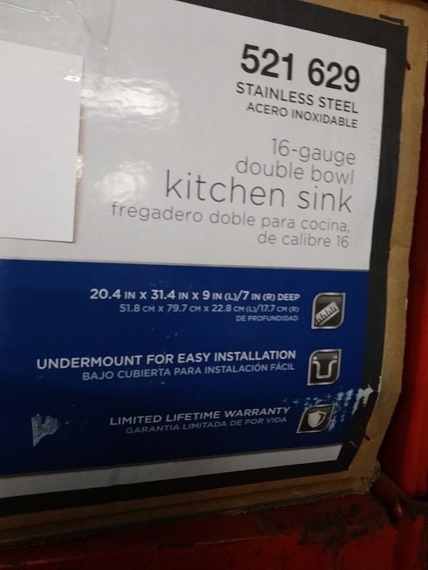 lot 2 image: Glacier Bay stainless steel double bowl kitchen sink 521-629