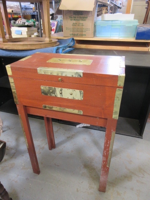 lot 924 image: SIGNED WOOD AND BRASS TABLE