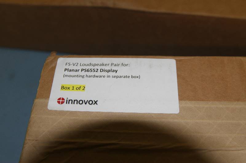 lot 107 image: New in Box  Innovox Flex Select Series Ultra-Slim Flat Panel Pro Audio Vertical Speakers (Soundbars) & Mounting Brackets